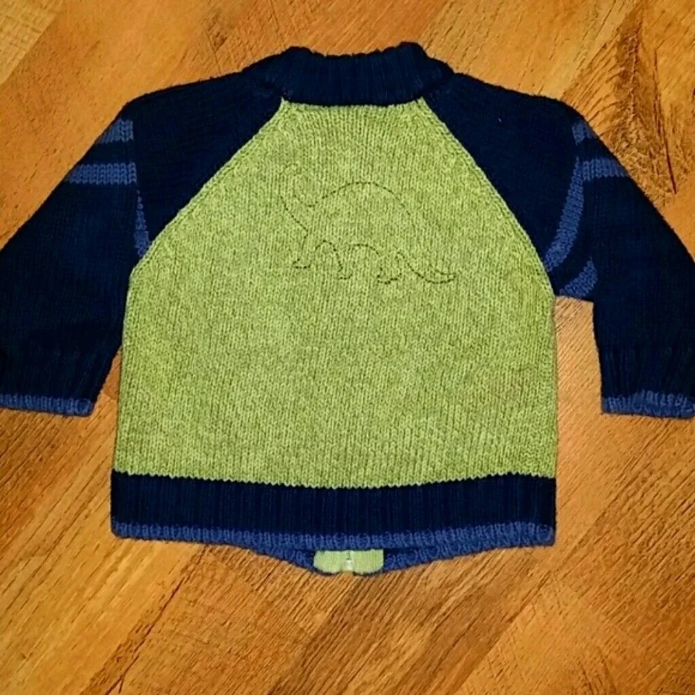 Second‎ Steps 18M Boy Green and Navy Dinosaur Sweater Zip Jacket